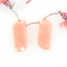 Pink Opal Drops Fancy Shape 20x12mm Drilled Beads Matching Pair