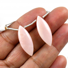Pink Opal Drops Marquise Shape 26x10mm Drilled Beads Matching Pair