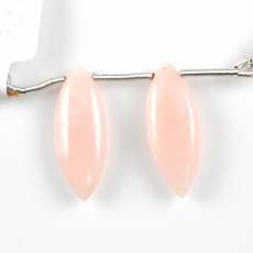 Pink Opal Drops Marquise Shape 26x10mm Drilled Beads Matching Pair