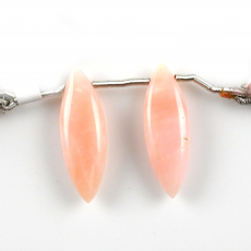 Pink Opal Drops Marquise Shape 26x9mm Drilled Beads Matching Pair