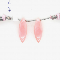 Pink Opal Drops Marquise Shape 27x9mm Drilled Bead Matching Pair