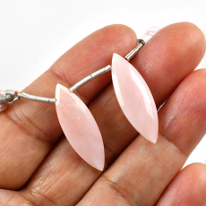 Pink Opal Drops Marquise Shape 27x9mm Drilled Beads Matching Pair