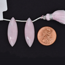 Pink Opal Drops Marquise Shape 28x9mm Drilled Beads Matching Pair