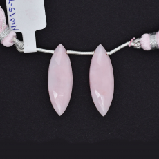 Pink Opal Drops Marquise Shape 28x9mm Drilled Beads Matching Pair