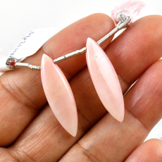 Pink Opal Drops Marquise Shape 29x9mm Drilled Beads Matching Pair