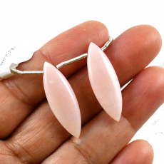 Pink Opal Drops Marquise Shape 30x10mm Drilled Beads Matching Pair