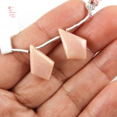Pink Opal Drops Shield Shape 18x12mm Drilled Beads Matching Pair