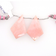 Pink Opal Drops Shield Shape 23x22mm Drilled Bead Matching Pair