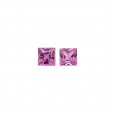 Pink Sapphire Princess Cut Matching Pair 4.5mm Approximately 1.10 Carat