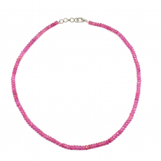 Pink Sapphire Rondelle Bead 5mm Ready To Wear Necklace