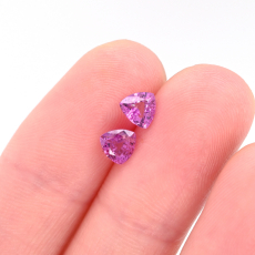 Pink Sapphire Trillion Shape 4.4mm Matching Pair Approximatley 0.83 Carat