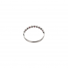 Pink Spinel Round 0.11 Carat Ring Band in 14K White Gold with Accent Diamonds (RG4915)