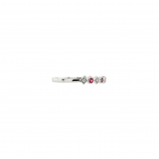 Pink Spinel Round 0.11 Carat Ring Band in 14K White Gold with Accent Diamonds (RG4915)