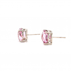 Pink Topaz Cushion  Shape 14.72 Carat Stud Earring In 14K White Gold