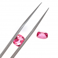 Pink Topaz Emerald Cushion 8x6mm Matching Pair Approximately 3.27 Carat.