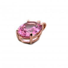 Pink Topaz Oval 6.54 Carat Pendant In 14K Rose Gold (Chain Not Included)