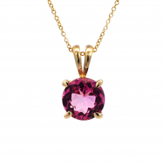 Pink Topaz Round 2.20 Carat Pendant In 14K Yellow Gold (Chain Not Included)