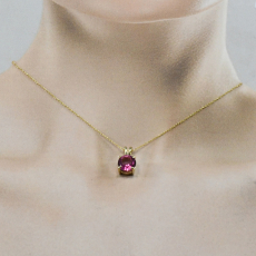 Pink Topaz Round 2.20 Carat Pendant In 14K Yellow Gold (Chain Not Included)