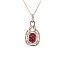 Pink Tourmaline 1.63 Carat Pendant with Accent Diamonds in 14k Dual Tone (White/Rose) Gold ( Chain Not Included )