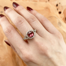Pink Tourmaline Cushion 1.80 Carat Ring with Accent Diamonds in 14K White Gold
