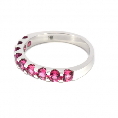 Pink Tourmaline Round 0.98 Carat Ring Band in 14K White Gold (RG4897)