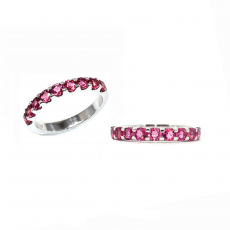 Pink Tourmaline Round 0.98 Carat Ring Band in 14K White Gold (RG4897)