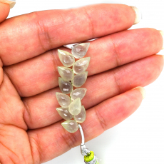 Prehnite Drops Briolette Shape 9x6mm Drilled Beads 12 Pieces Line