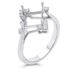 Princess Cut 7mm Ring Semi Mount in 14K White Gold With Diamond Accents (RG5167)
