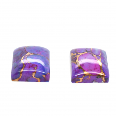 Purple Copper Turquoise Cab Emerald Cushion 12x10mm Matching Pair Approximately 10 Carat