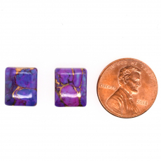 Purple Copper Turquoise Cab Emerald Cut 12x10mm Matching Pair Approximately 11.00 Carat