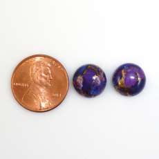 Purple Copper Turquoise Cab Round 11mm Matching pair Approximately 10 Carat