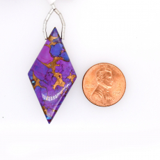 Purple Copper Turquoise Drops Diamond Shape 41x21mm Drilled Bead Single Piece