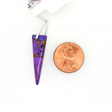 Purple Copper Turquoise Drops Trillion Shape 30x10mm Drilled Bead Single Piece