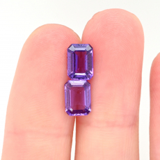 Purple Sapphire Emerald Cut 7.2x5.2mm Matching Pair 2.58 Carat*