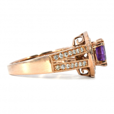 Purple Sapphire Oval 1.16 Carat Ring In 14K Rose Gold Accented With Diamonds