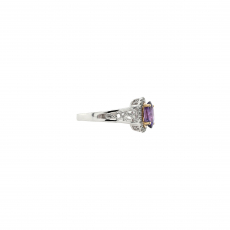 Purple Sapphire Oval 1.58 Carat Ring in 14K Dual Tone (White/Yellow) Gold with Accent Diamonds