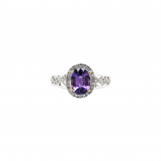 Purple Sapphire Oval 1.58 Carat Ring in 14K Dual Tone (White/Yellow) Gold with Accent Diamonds