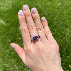 Purple Sapphire Oval 2.32 Carat Ring with Accent Diamonds in 14K White Gold