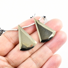 Pyrite Drops Conical Shape 27x18mm Drilled Beads Matching Pair