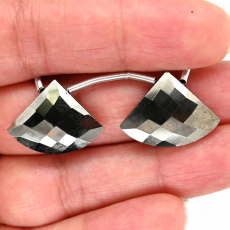 Pyrite Drops Fan Shape 21x16mm Drilled Bead Matching Pair