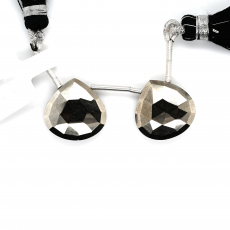 Pyrite Drops Heart Shape 15x15mm Drilled Bead Matching Pair