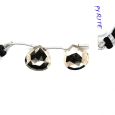 Pyrite Drops Heart Shape14x14 mm Drilled Bead Matching Pair