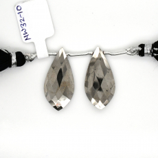 Pyrite Drops Leaf Shape 28x13mm Drilled Bead Matching Pair