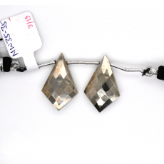 Pyrite Drops Shield Shape 25x15mm Drilled Bead Matching Pair