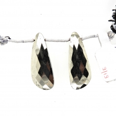 Pyrite Drops Wing Shape 30x12mm Drilled Beads Matching Pair