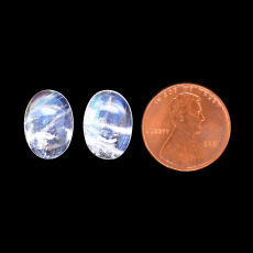 Rainbow Moonstone Cab Oval 14x10mm Matching Pair Approximately 11 Carat