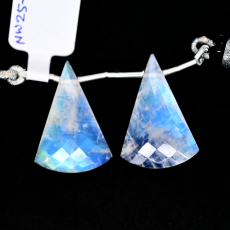 Rainbow Moonstone Drops Conical Shape 25x17mm Drilled Bead Matching Pair