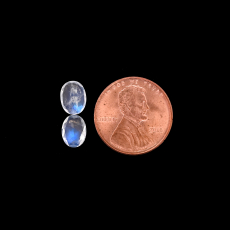 Rainbow Moonstone Faceted Oval 8X6mm Matching Pair Approximately 1.85 Carat