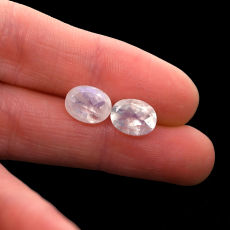 Rainbow Moonstone Faceted Oval 9X7mm Matching Pair Approximately 2 Carat