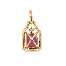 Raspberry Garnet 1.54 Carat With Diamond Accent Pendant in 14K Yellow Gold ( Chain Not Included )